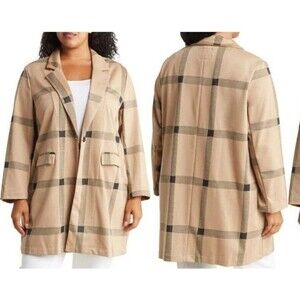 NWT Sanctuary 3X XXXL Catalina Light Jacket Coat Tan and Black Plaid Shacket